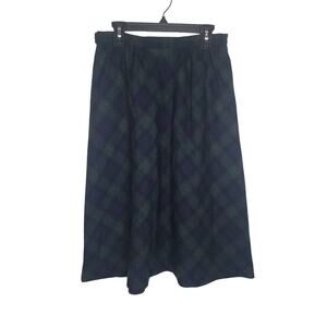 Vintage Pendleton green blue plaid long wool skirt with pockets - 8